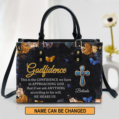 This Is The Confidence We Have In Approaching God Personalized Leather Bag For Women - Religious Gifts For Women