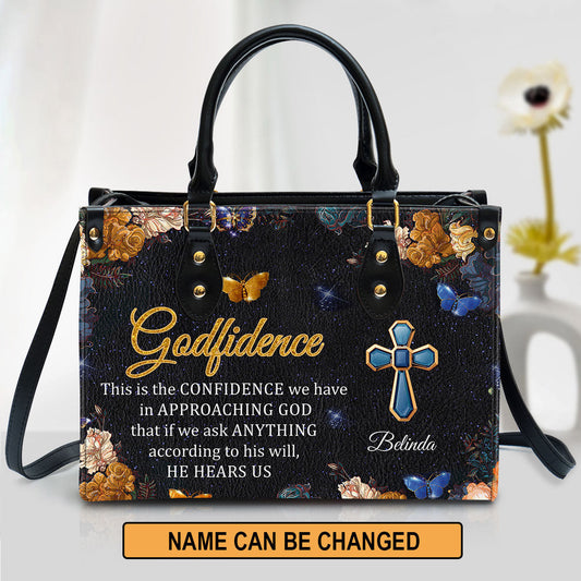 This Is The Confidence We Have In Approaching God Personalized Leather Bag For Women - Religious Gifts For Women