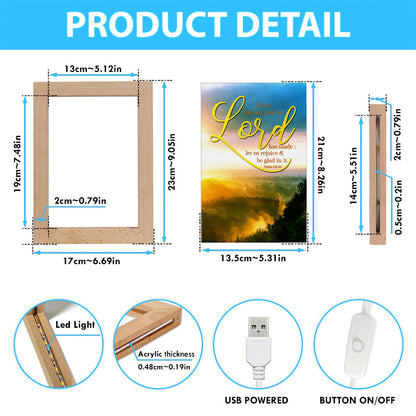 This Is The Day That The Lord Has Made Psalm 11824 Christian Decor Frame Lamp Prints - Bible Verse Wooden Lamp - Scripture Night Light