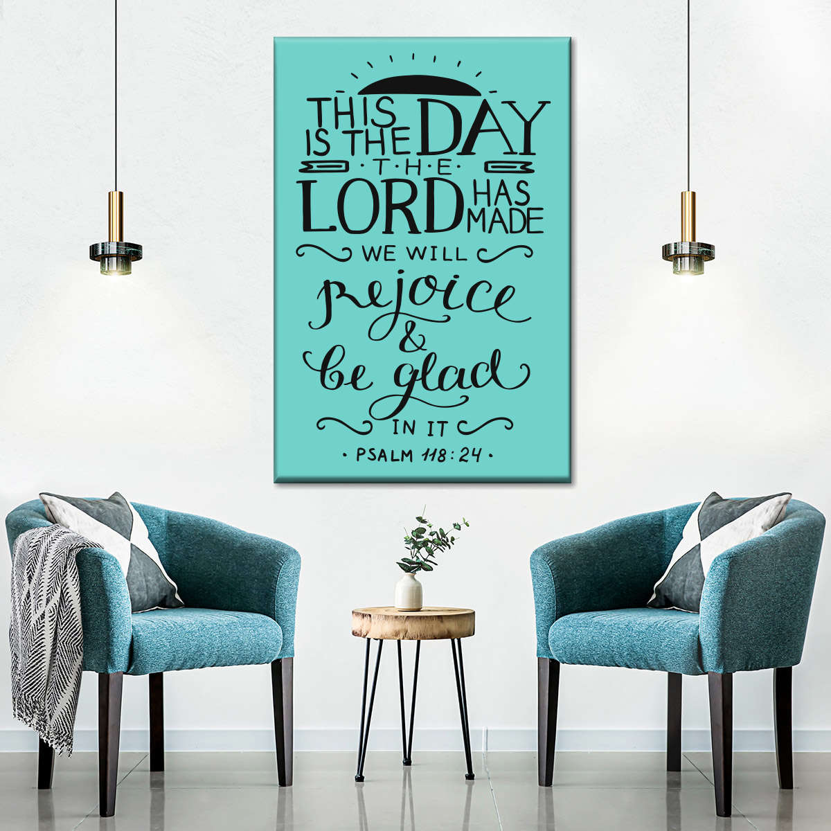 This Is The Day The Lord Has Made Bible Verse Wall Art Canvas - Canvas Religious Wall Art - Christian Wall Decor Living Room