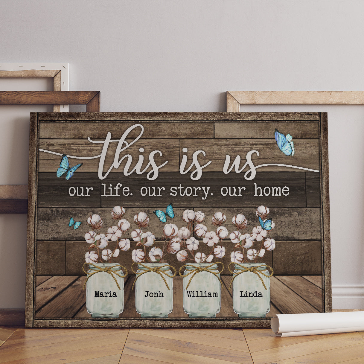 This Is Us Our Story Our Home Butterfly Cotton Flower Canvas - Personalized Family Gifts