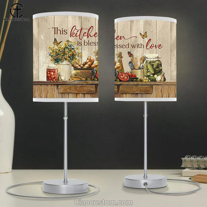 This Kitchen Is Blessed With Love Yellow Flower Fresh Tomato Table Lamp Art - Bible Verse Lamp Art - Room Decor Christian