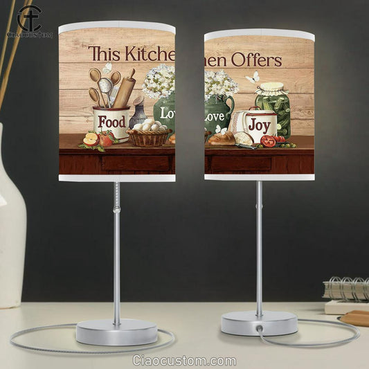 This Kitchen Offers Food White Flower Kitchen Utensils Table Lamp Art - Bible Verse Lamp Art - Room Decor Christian