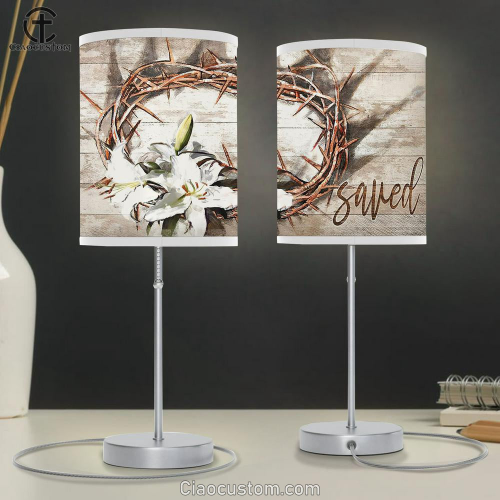 Thorn Crown Lily Saved Table Lamp Art - Bible Verse Lamp Art - Room Decor Christian