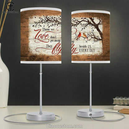 Those We Love Don't Go Away Red Cardinal Table Lamp Art - Christian Lamp Art Decor - Bible Verse Table Lamp