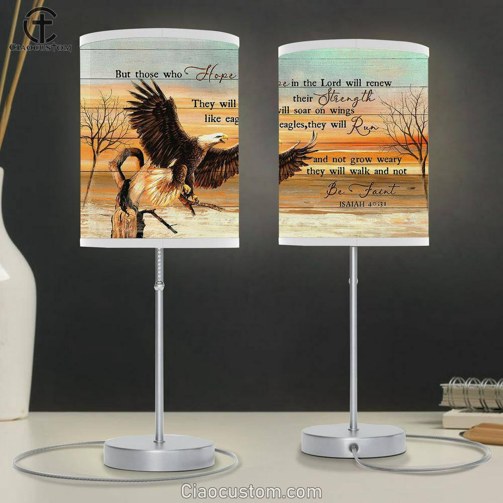 Those Who Hope In The Lord Will Renew Their Strength Eagle Sunset Table Lamp For Bedroom - Bible Verse Table Lamp - Religious Room Decor