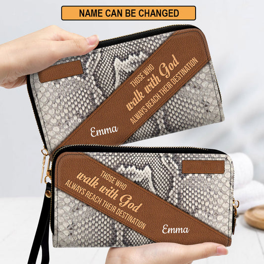 Those Who Walk With God Always Reach Their Destination Clutch Purse For Women - Personalized Name - Christian Gifts For Women