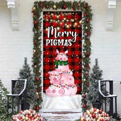 Three Pig Christmas Cattle Door Cover - Merry Pigmas - Christmas Outdoor Decoration