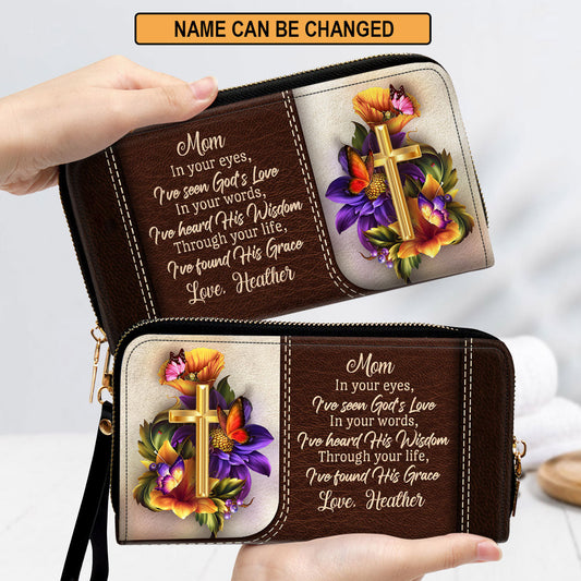 Through Your Life, I’ve Found His Grace Awesome Clutch Purse For Women - Personalized Name - Christian Gifts For Women