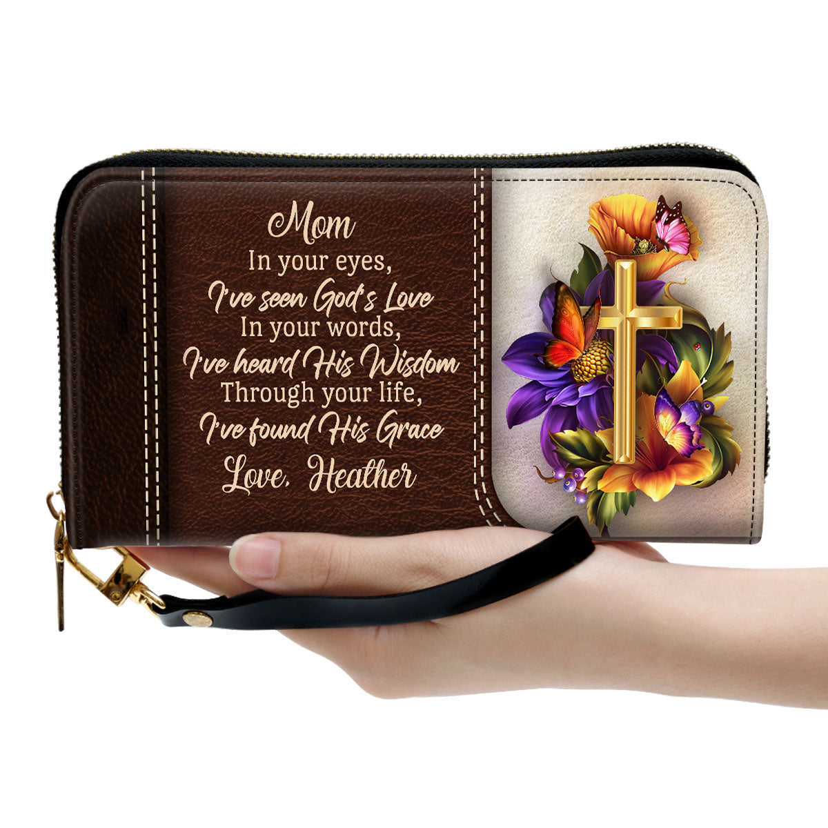 Through Your Life, I’ve Found His Grace Awesome Clutch Purse For Women - Personalized Name - Christian Gifts For Women