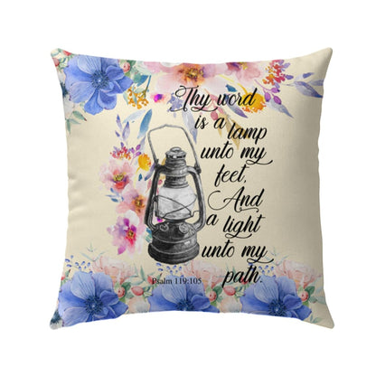Thy Word Is A Lamp To My Feet Psalm 119105 Bible Verse Pillow