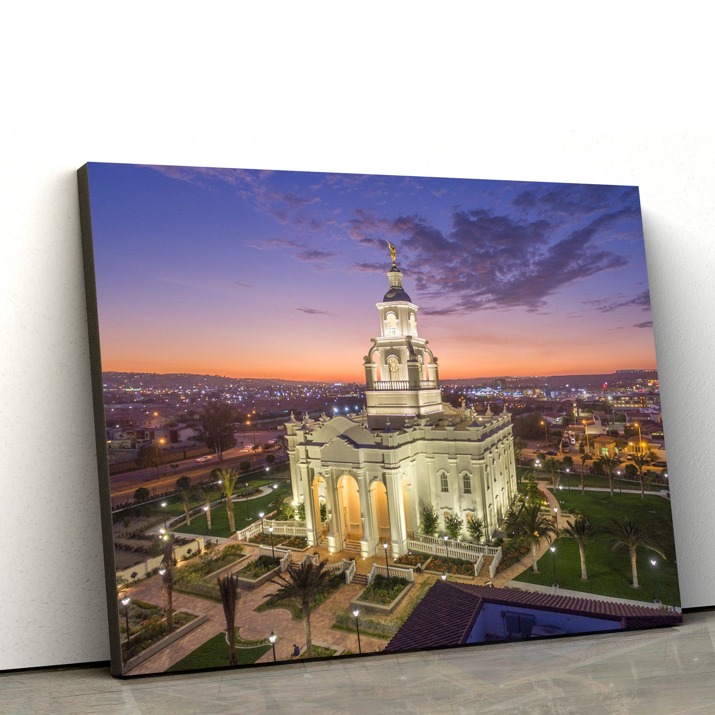 Tijuana Temple Sunset Canvas Wall Art - Jesus Christ Picture - Canvas Christian Wall Art