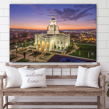 Tijuana Temple Sunset Canvas Wall Art - Jesus Christ Picture - Canvas Christian Wall Art