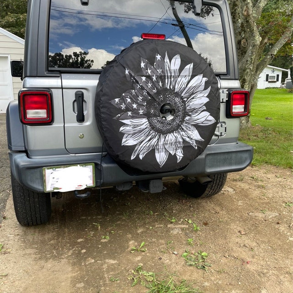 Tire Cover Sunflower American Flag Spare Tire Cover - Christian Tire Cover