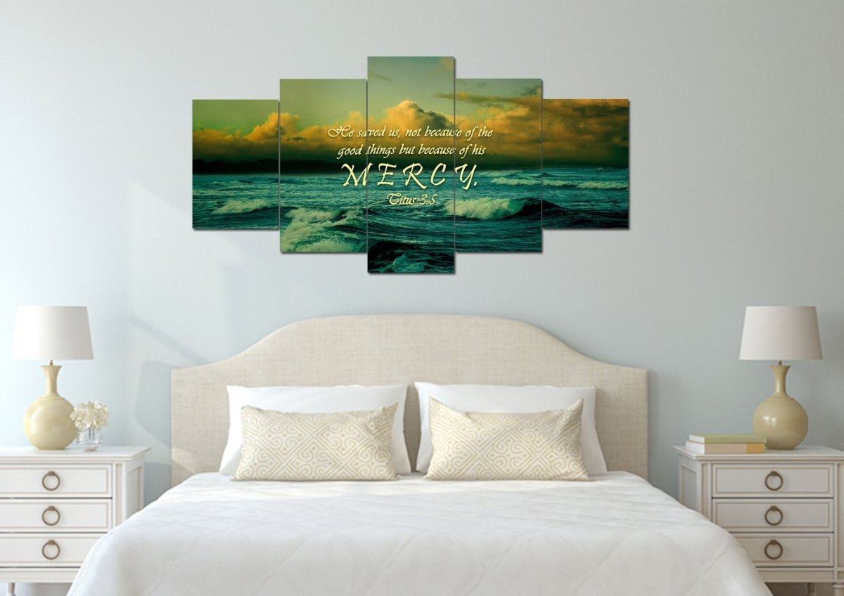 Titus 35 He Saved Us Because Of His Mercy Wall Art Canvas Print - Christian Canvas Wall Art