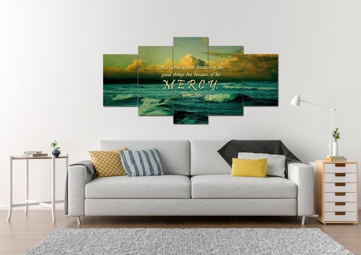 Titus 35 He Saved Us Because Of His Mercy Wall Art Canvas Print - Christian Canvas Wall Art
