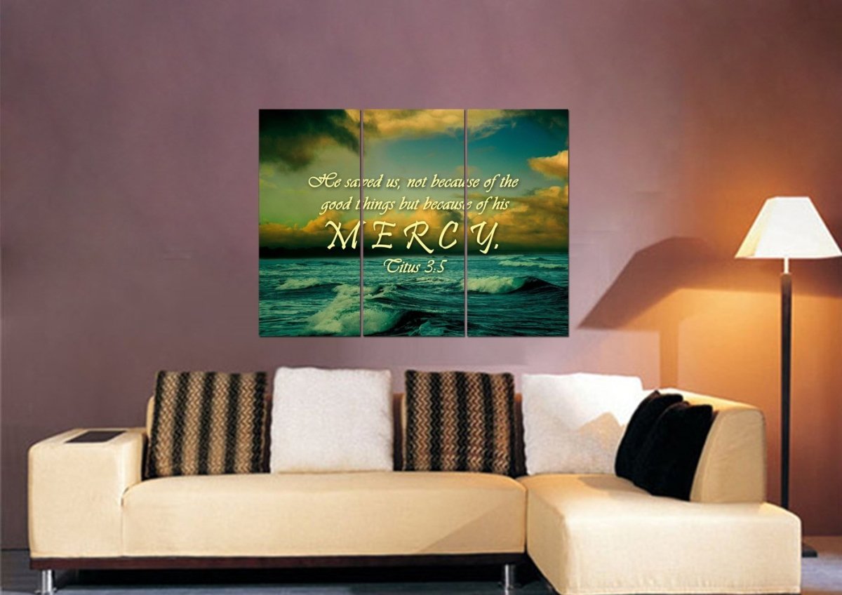 Titus 35 He Saved Us Because Of His Mercy Wall Art Canvas Print - Christian Canvas Wall Art