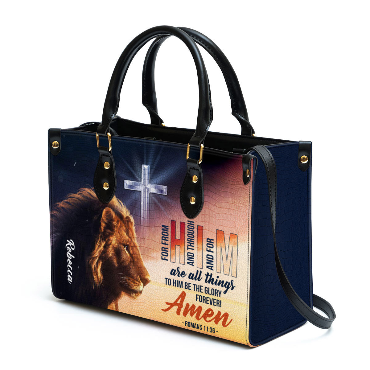 To Him Be The Glory Forever Personalized Leather Bag For Women - Religious Gifts For Women
