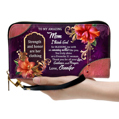 To My Amazing Mom Awesome Clutch Purse For Women - Personalized Name - Christian Gifts For Women