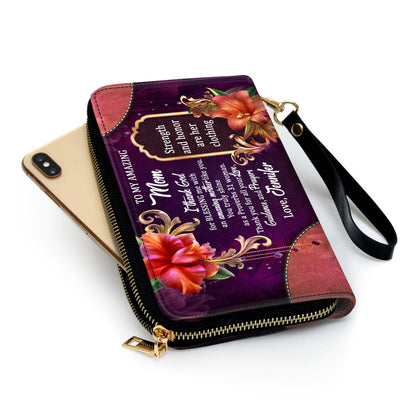 To My Amazing Mom Awesome Clutch Purse For Women - Personalized Name - Christian Gifts For Women