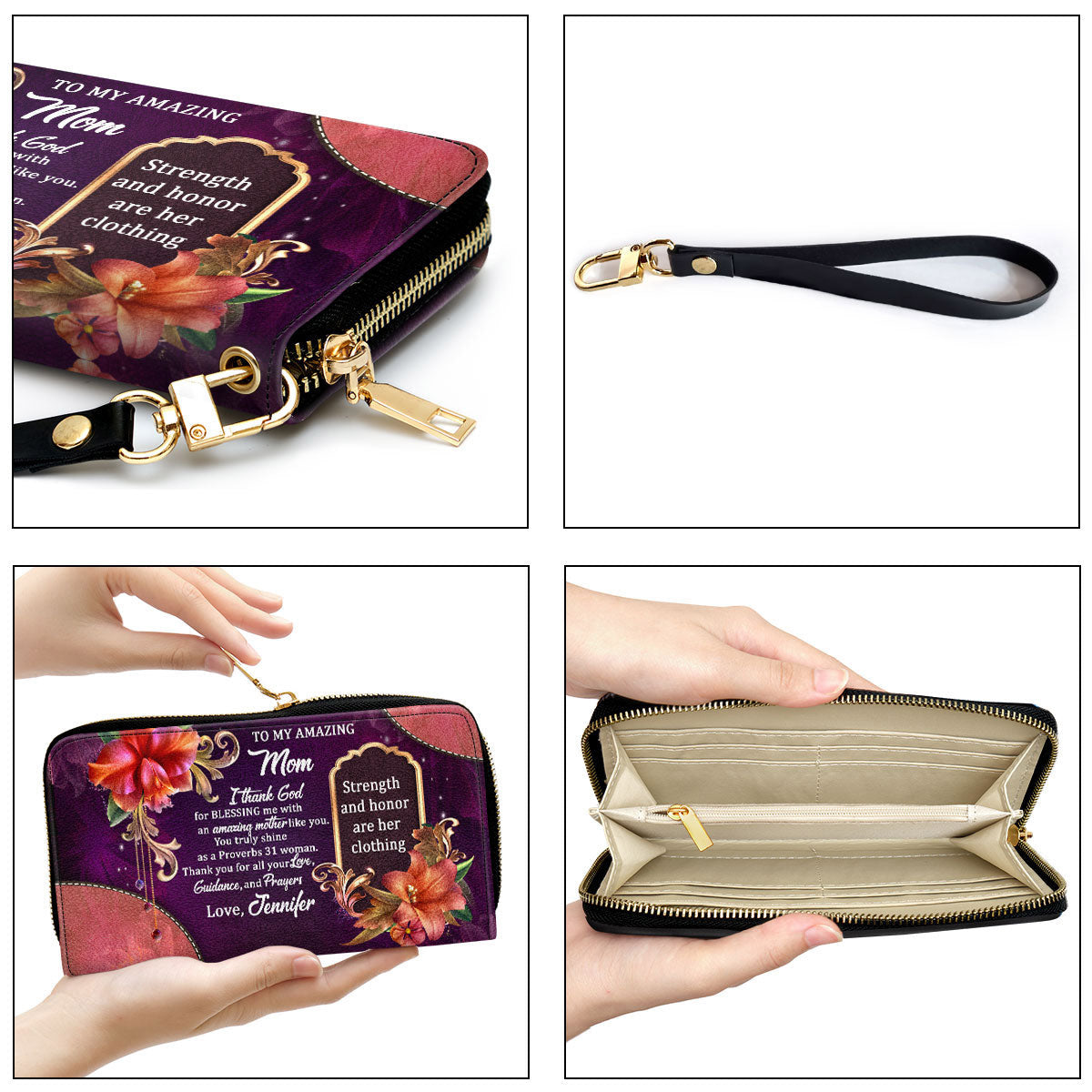 To My Amazing Mom Awesome Clutch Purse For Women - Personalized Name - Christian Gifts For Women