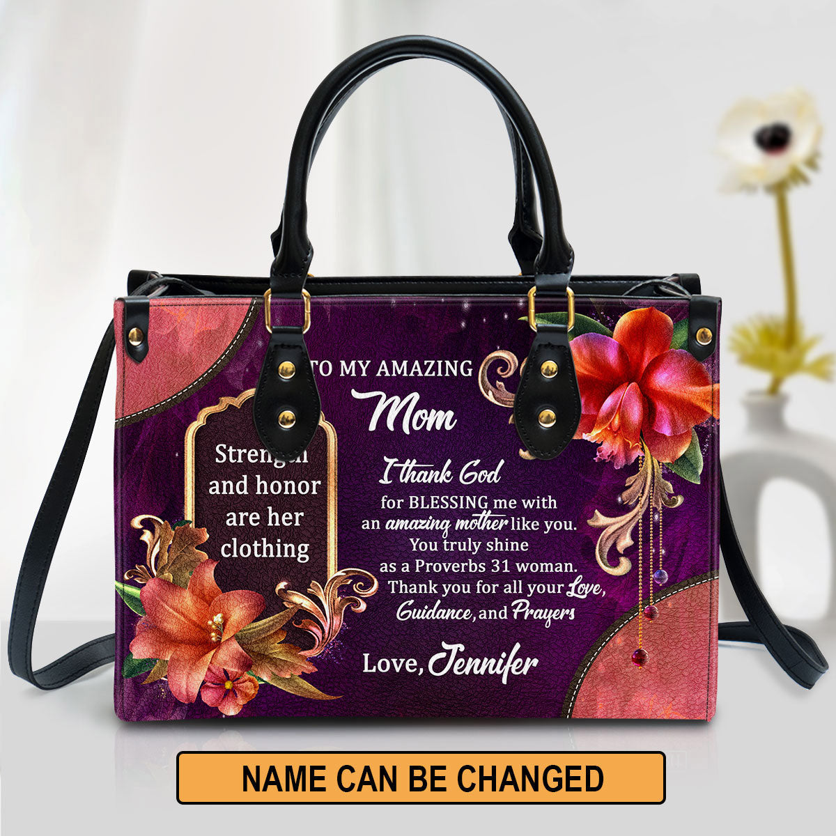 To My Amazing Mom Sweet Personalized Leather Bag For Women - Religious Gifts For Women