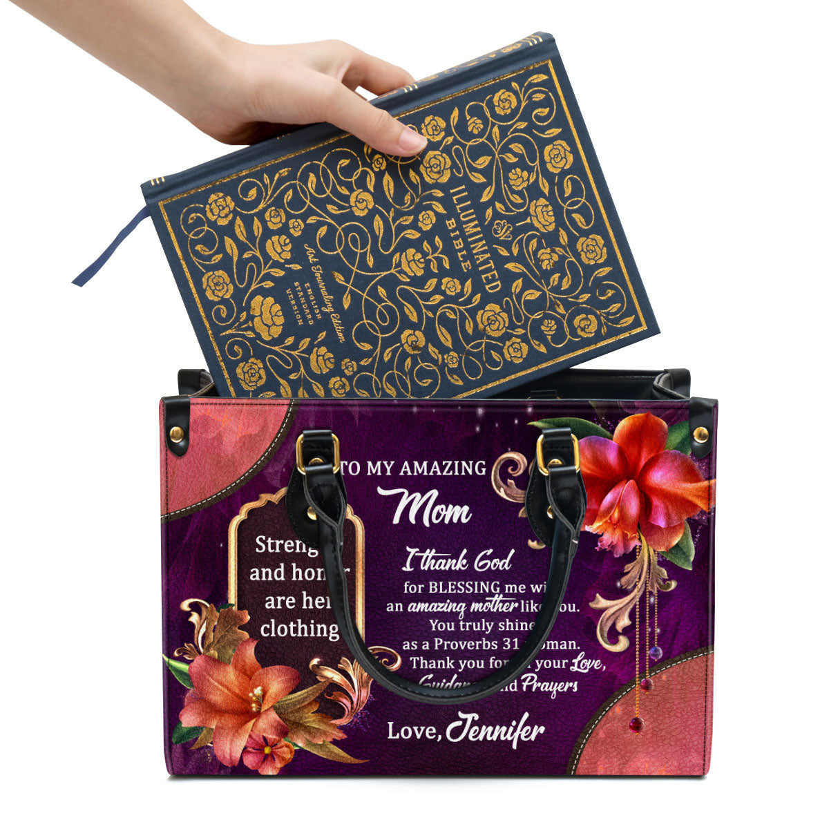 To My Amazing Mom Sweet Personalized Leather Bag For Women - Religious Gifts For Women