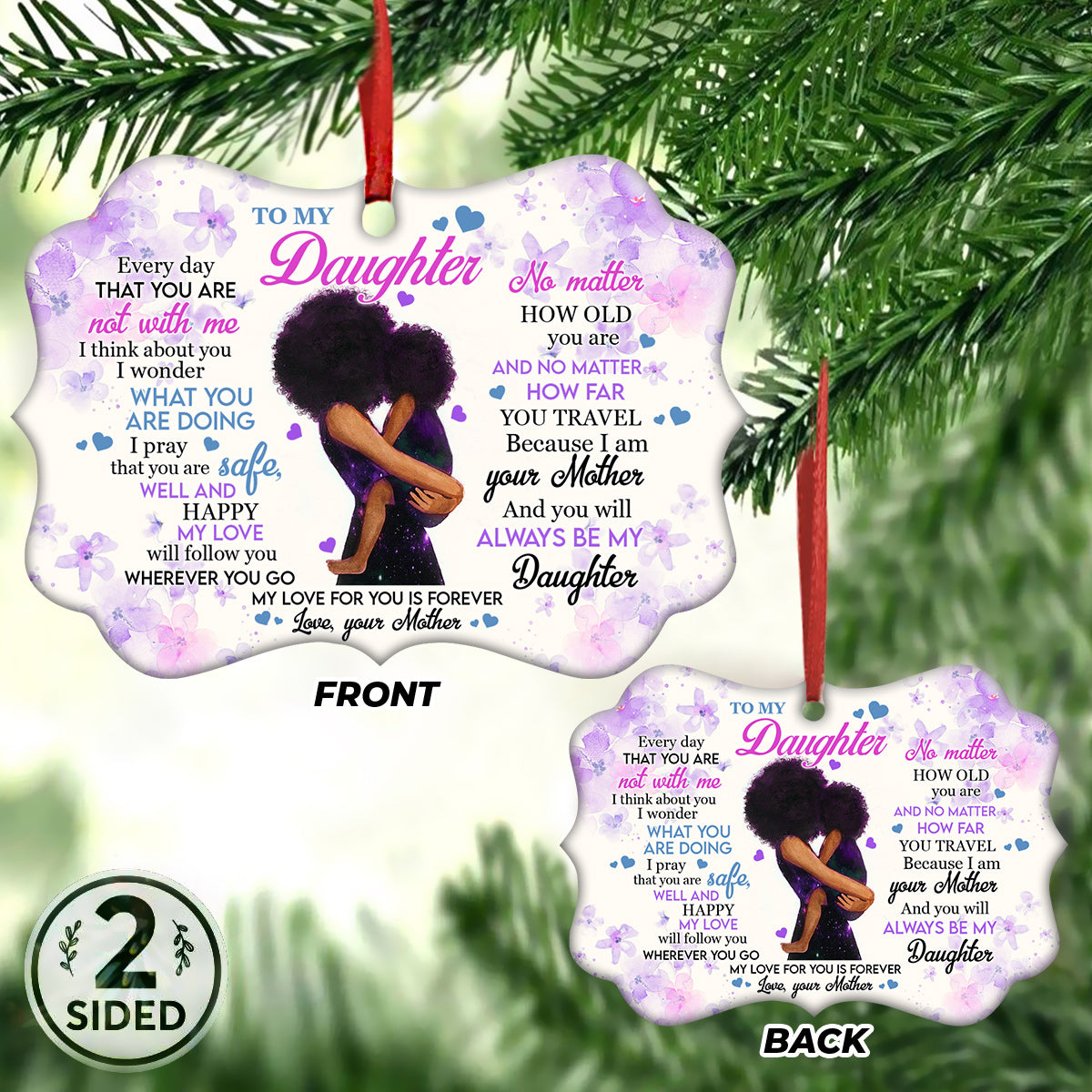  To My Black Daughter Metal Ornament - Christmas Ornament - Christmas Gift