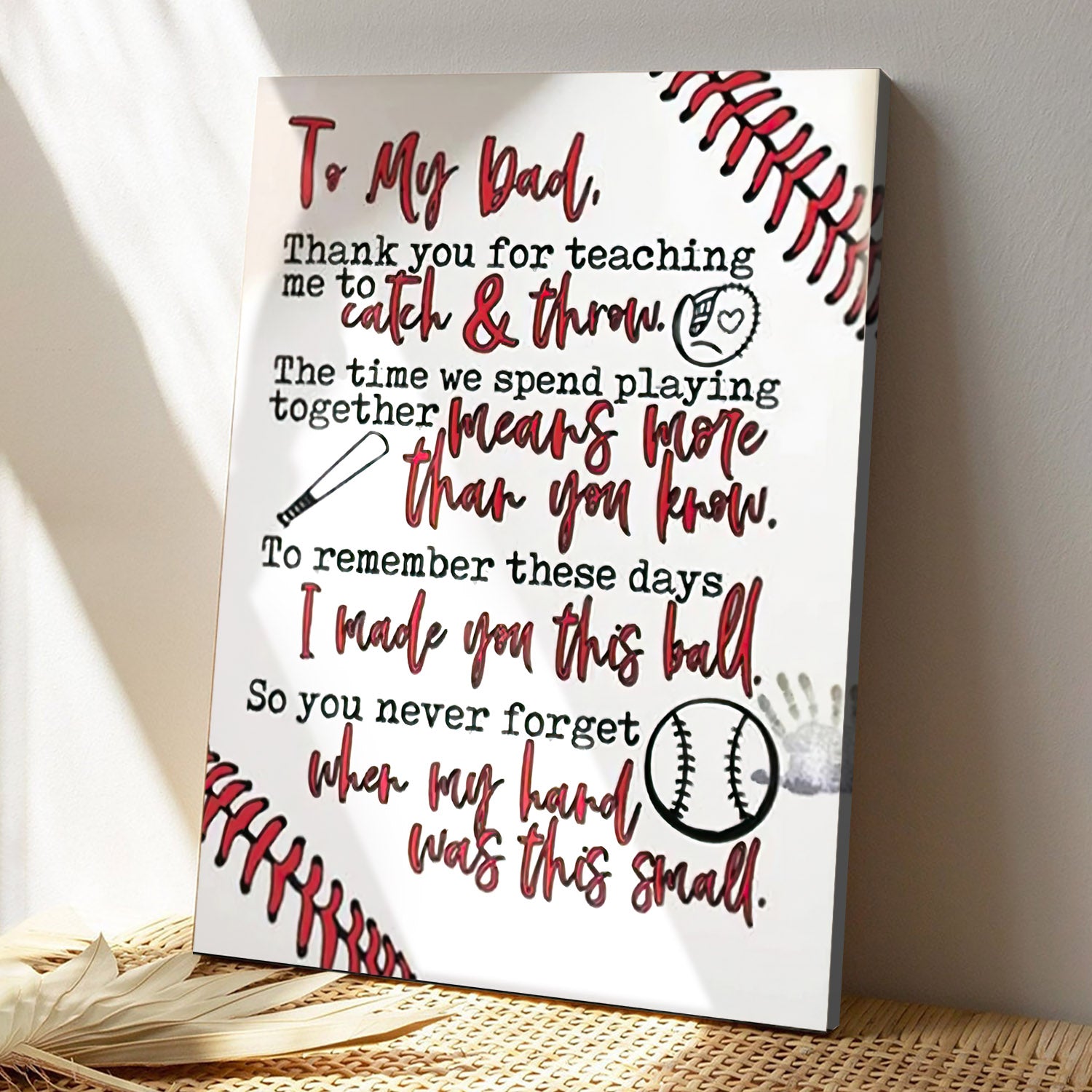 To My Dad - I Made You This Ball - Father's Day Canvas - Baseball Canvas Gift For Dad - Ciaocustom
