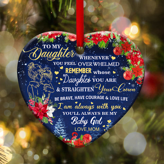 To My Daughter 2 Heart Ceramic Ornament - Christmas Ornament - Christmas Gift