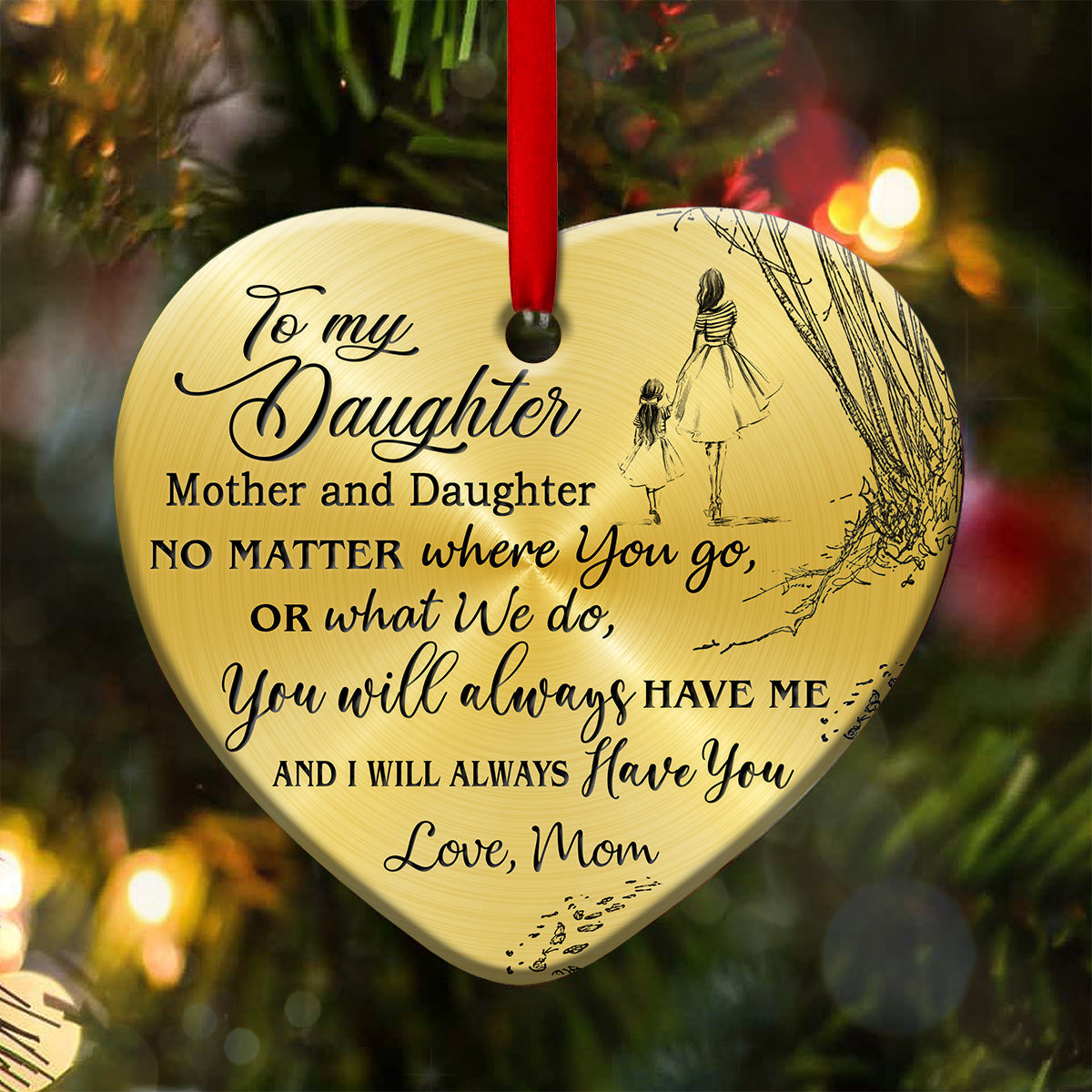 To My Daughter 5 Heart Ceramic Ornament - Christmas Ornament - Christmas Gift