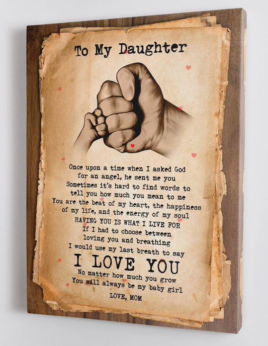 To My Daughter Canvas Wall Art - Gift For Daughter From Mom Fist Bump Framed Canvas Prints 82