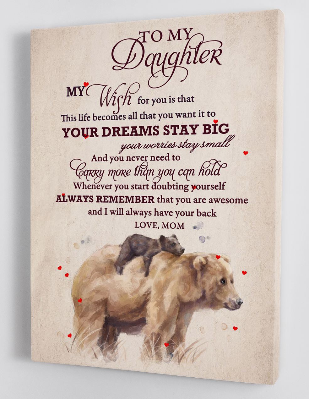 To My Daughter Canvas Wall Art - Gift For Daughter From Mom Framed Canvas 48