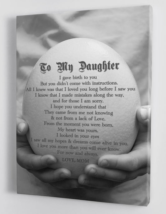 To My Daughter Canvas Wall Art - Gift For Daughter From Mom Open Cupped Hands Framed Canvas 90