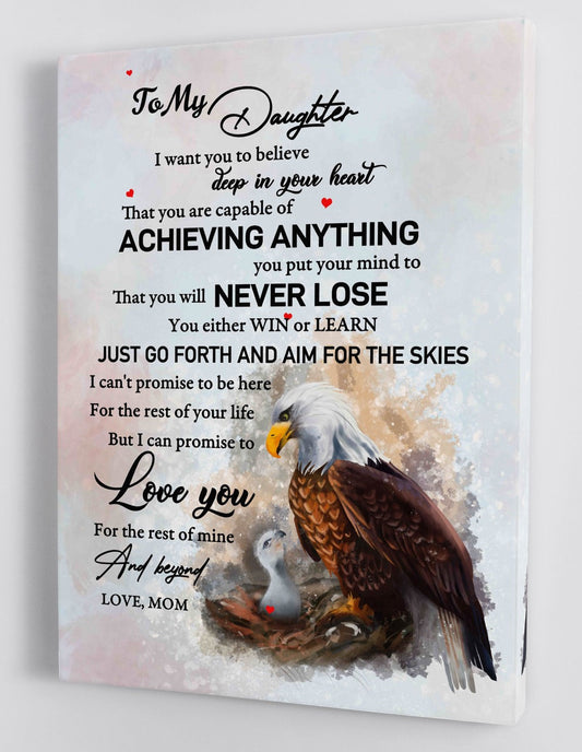 To My Daughter Canvas Wall Art - Gift For Daughter From Mom The Eagle Go Forth And Aim For The Skies Framed Canvas Prints 92