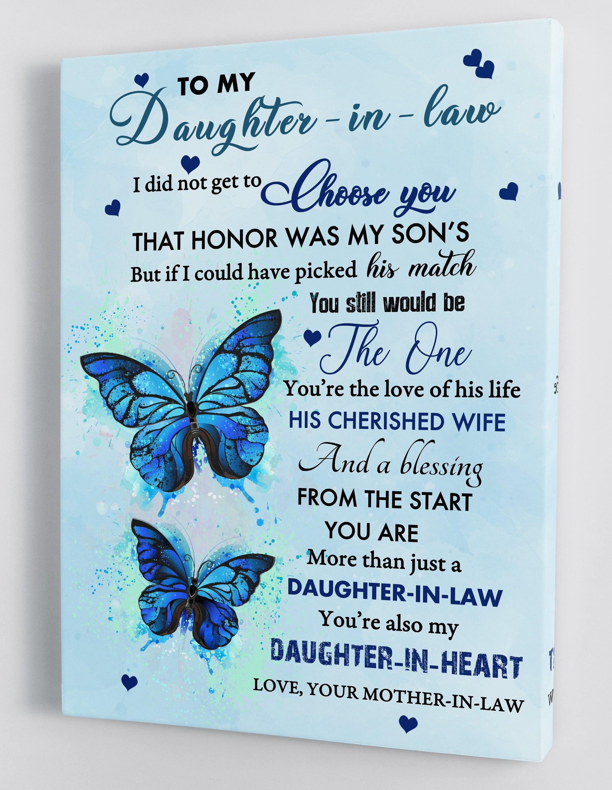 To My Daughter Canvas Wall Art - Gift For Daughter In Law From Mother In Law Butterfly Framed Canvas Prints 95