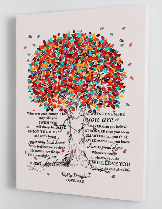 To My Daughter Canvas Wall Art - Gifts For Daughter From Dad Hard Time Framed Canvas Prints 101