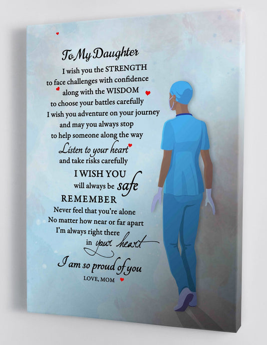 To My Daughter Canvas Wall Art - Gifts For Daughter From Mom (African American Version) Nurse Framed Canvas Prints 103