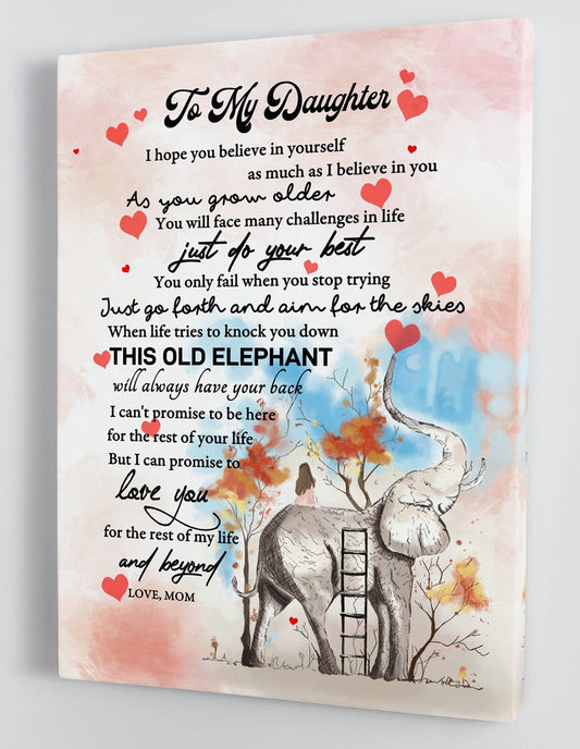 To My Daughter Canvas Wall Art - Gifts For Daughter From Mom Elephant Framed Canvas Prints 110
