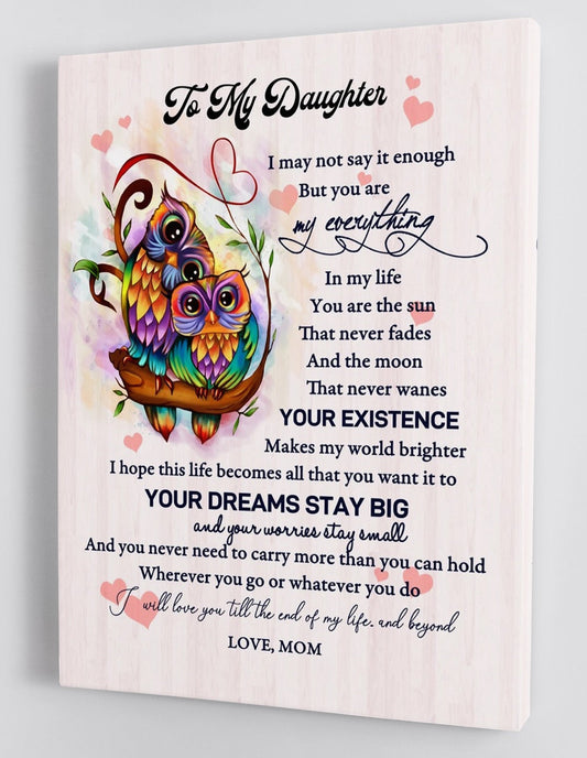 To My Daughter Canvas Wall Art - Gifts For Daughter From Mom Framed Canvas Prints 117