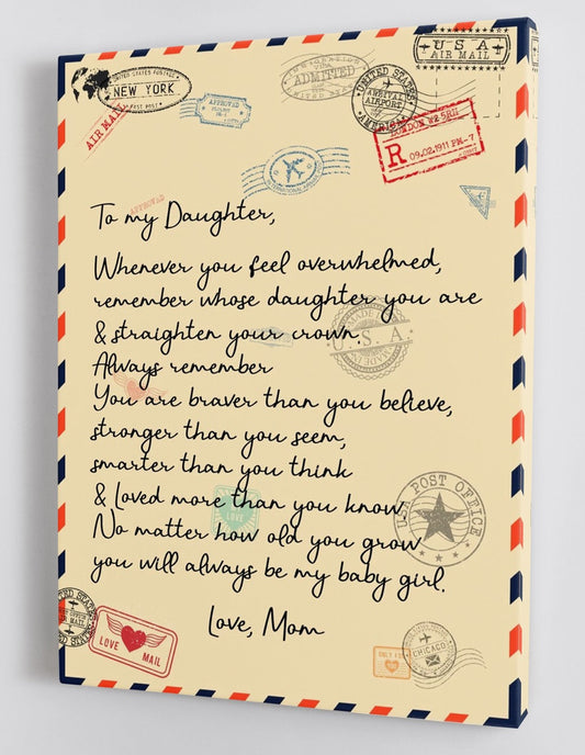 To My Daughter Canvas Wall Art - Gifts For Daughter From Mom Framed Canvas Prints 120