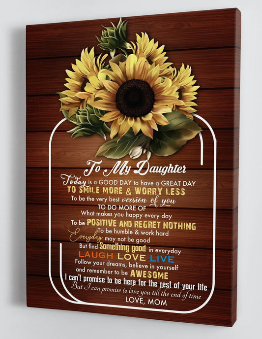 To My Daughter Canvas Wall Art - Gifts For Daughter From Mom Framed Sunflower Canvas Prints 142