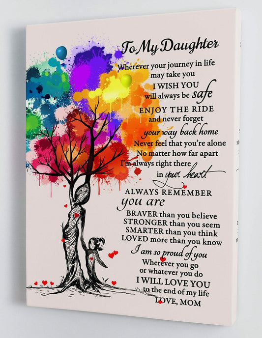 To My Daughter Canvas Wall Art - Gifts For Daughter From Mom Hard Time Framed Canvas Prints 144