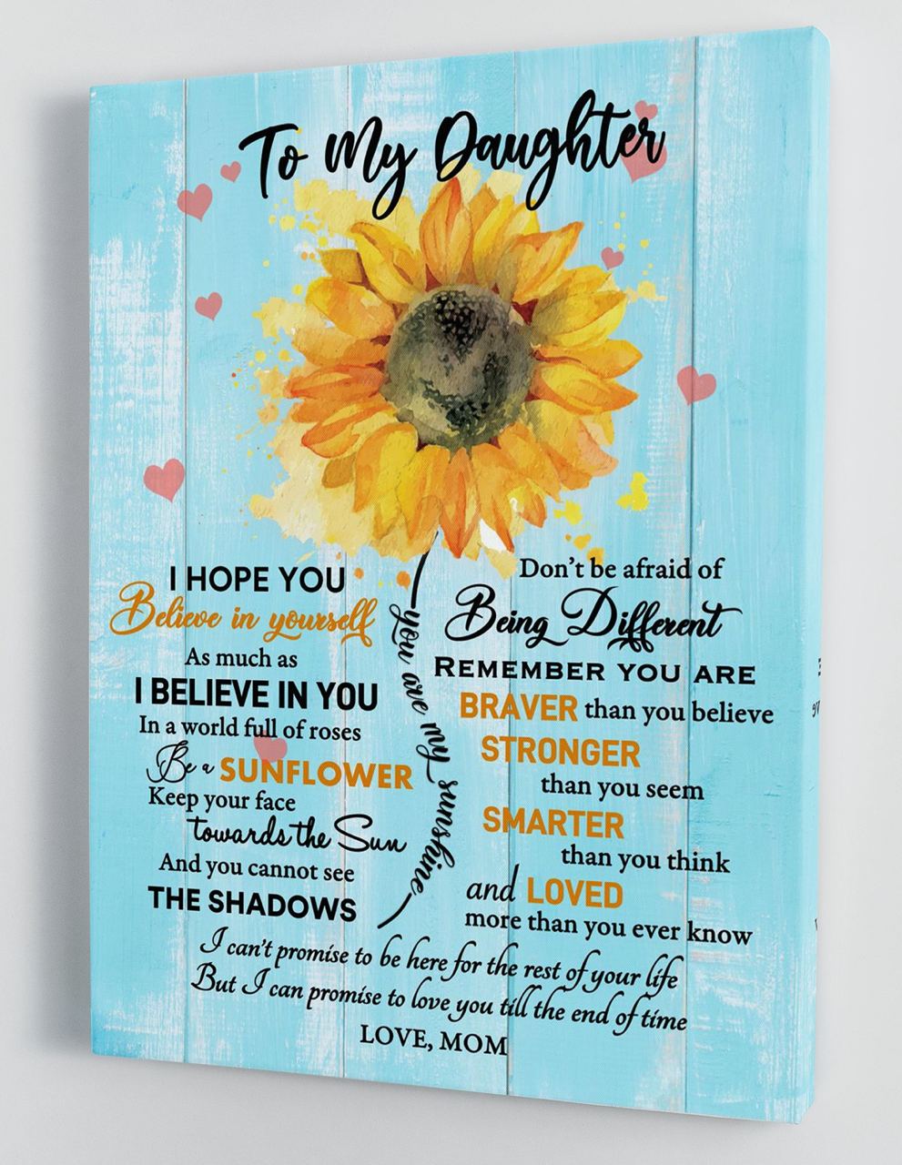 To My Daughter Canvas Wall Art - Gifts For Daughter From Mom Hard Time Framed Canvas Prints 147
