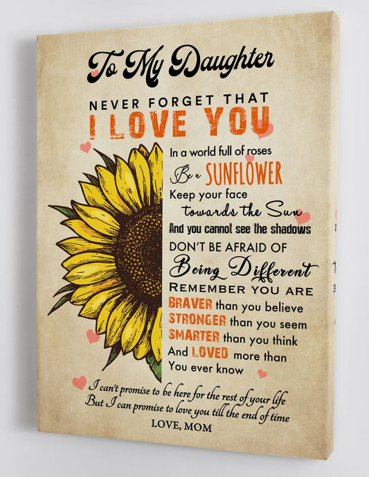 To My Daughter Canvas Wall Art - Gifts For Daughter From Mom Hard Time Framed Canvas Prints 150