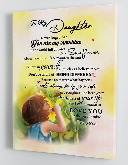 To My Daughter Canvas Wall Art - Gifts For Daughter From Mom Sunflower Framed Canvas Prints 153