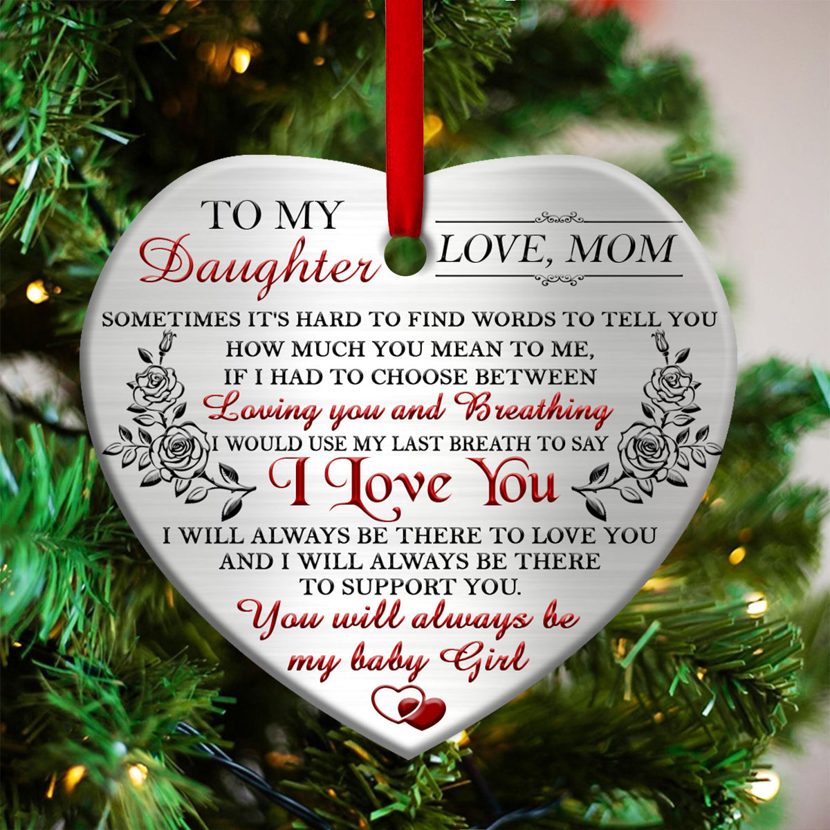 To My Daughter Heart Ceramic Ornament - Christmas Ornament - Christmas Gift