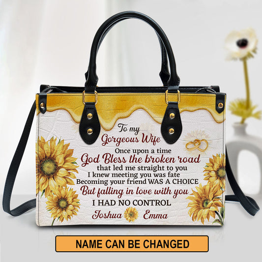 To My Gorgeous Wife Personalized Leather Bag For Women - Religious Gifts For Women