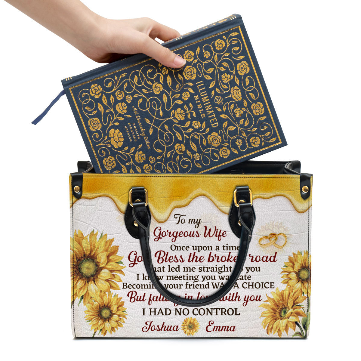 To My Gorgeous Wife Personalized Leather Bag For Women - Religious Gifts For Women