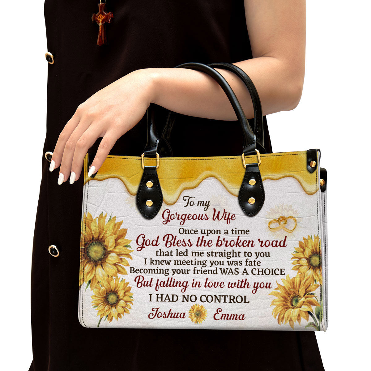 To My Gorgeous Wife Personalized Leather Bag For Women - Religious Gifts For Women